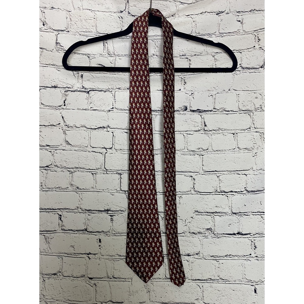 NEW Zylos By George‎ Machado Neck Tie 64" Burgundy Geometric - Picture 2 of 6
